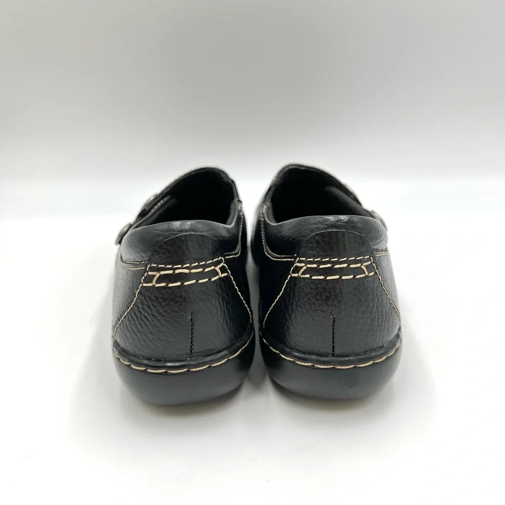 7N 7 N NARROW Clarks Women's Ashland Lane Q Black Leather Slip On Loafers Shoes‎